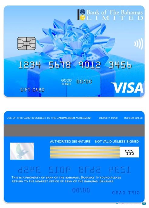 Download Bahamas bank of the Bahamas Gift card Photoshop template